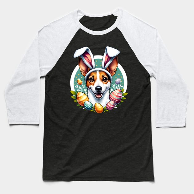 Toy Fox Terrier Enjoys Easter Egg Hunt Adventure Baseball T-Shirt by ArtRUs